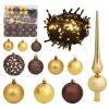 Artificial Christmas Tree 300 LEDs&Ball Set&Flocked Snow 82.7"