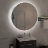 Bathroom Cabinet with Round Mirror&LED White 21.3"x21.3"x6.9"