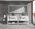 (ONLY FOR PICKUP)  88in. W x 38in. H Oversized Rectangular Black Framed LED Mirror Anti-Fog Dimmable Wall Mount Bathroom Vanity Mirror Wall Mirror Kit