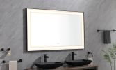 (ONLY FOR PICKUP) 72in. W x 48 in. H Super Bright Led Bathroom Mirror with Lights;  Metal Frame Mirror Wall Mounted Lighted Vanity Mirrors for Wall;