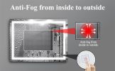 LED Bathroom Mirror 48x 36 Inch with lights; anti-Fog & Dimming Led Bathroom Vanity Mirror