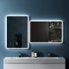 36" W x 24" H Modern Wall Mounted LED Backlit Anti-Fog Rounded Rectangular Bathroom Mirror with US standard plug, Temperature Adjustable and Memory Fu