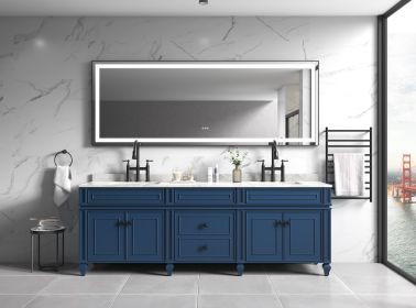 (ONLY FOR PICKUP) 96in. W x 36 in. H Super Bright Led Bathroom Mirror with Lights;  Metal Frame Mirror Wall Mounted Lighted Vanity Mirrors for Wall; (Color: Black)