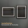 32*24 LED Lighted Bathroom Wall Mounted Mirror with High Lumen+Anti-Fog Separately Control+Dimmer Function